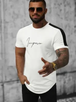 T-shirt męski biały O/T122/1Z^Ozonee Outlet