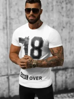 T-shirt męski biały O/T137/1Z^Ozonee Outlet