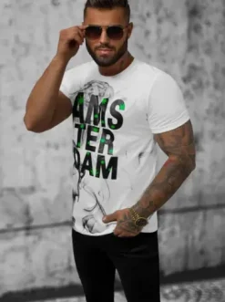 T-shirt męski biały O/T123/1Z^Ozonee Online