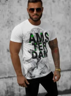 T-shirt męski biały O/T123/1Z^Ozonee Online
