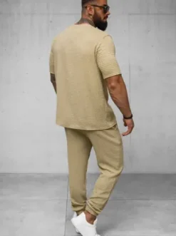 T-shirt męski camelowy O/Y960T^Ozonee Clearance