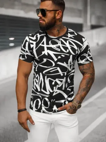 T-shirt męski czarny JS/8T1200/3^Ozonee Fashion
