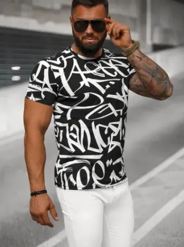 T-shirt męski czarny JS/8T1200/3^Ozonee Fashion