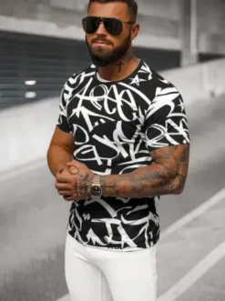T-shirt męski czarny JS/8T1200/3^Ozonee Fashion