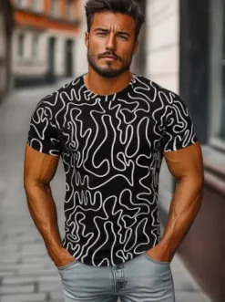T-shirt męski czarny JS/8T1198/3Z^Ozonee Hot