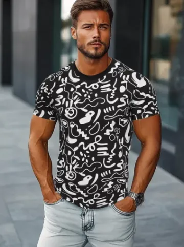 T-shirt męski czarny JS/8T1205/3Z^Ozonee New