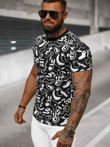 T-shirt męski czarny JS/8T1205/3^Ozonee Discount