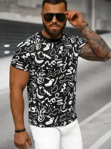 T-shirt męski czarny JS/8T1205/3^Ozonee Discount