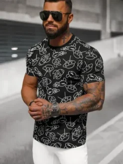 T-shirt męski czarny JS/8T1197/3^Ozonee Online