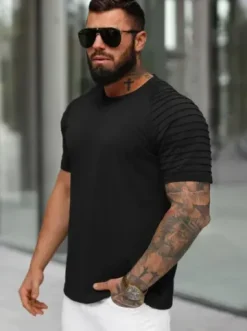 T-shirt męski czarny JS/8T88/3Z^Ozonee Clearance