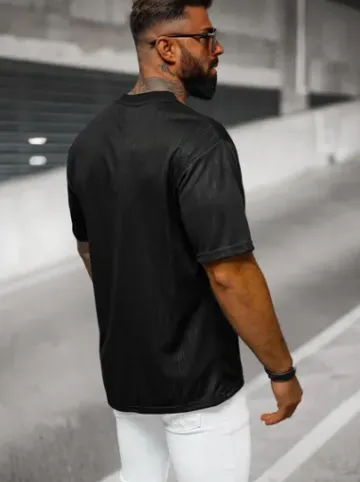 T-shirt męski czarny O/3C333^Ozonee Clearance