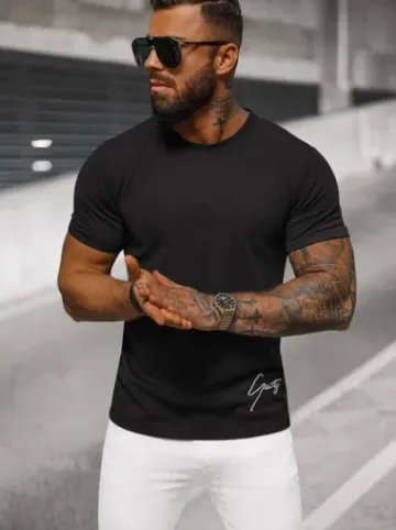 T-shirt męski czarny O/L1192^Ozonee Outlet