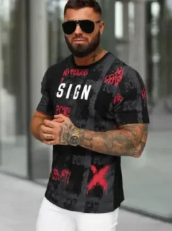 T-shirt męski czarny O/MPO3468^Ozonee New