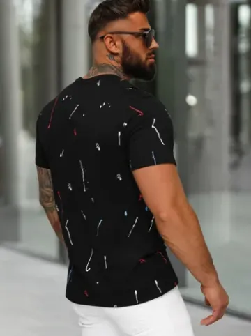T-shirt męski czarny O/MPO3443^Ozonee Sale