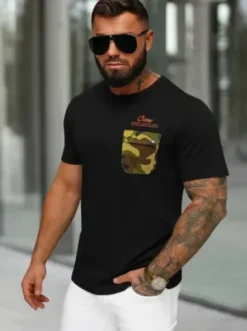 T-shirt męski czarny O/MPO3492^Ozonee Outlet