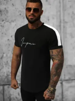 T-Shirt męski czarny O/P1180^Ozonee Best