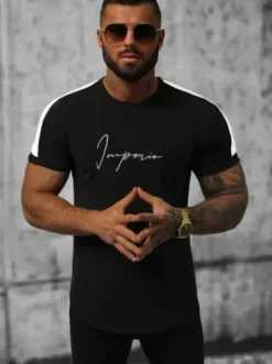 T-Shirt męski czarny O/P1180^Ozonee Best