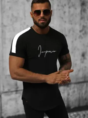 T-Shirt męski czarny O/P1180^Ozonee Best