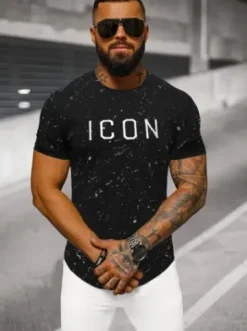 T-shirt męski czarny O/P1289Z^Ozonee Discount