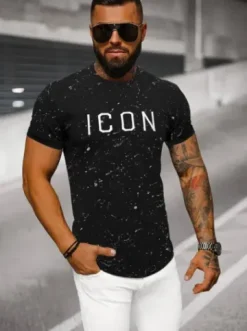 T-shirt męski czarny O/P1289Z^Ozonee Discount