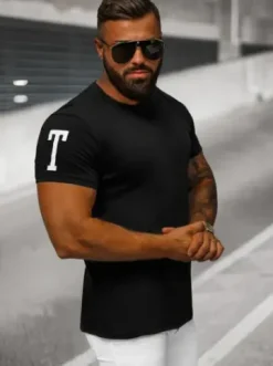 T-shirt męski czarny O/8T1260/3^Ozonee Sale