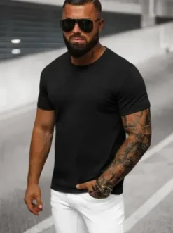T-shirt męski czarny O/T1277/3^Ozonee Fashion