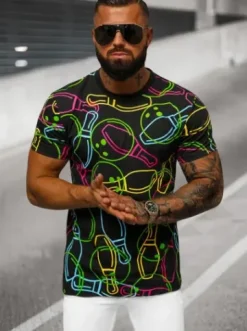 T-shirt męski czarny O/T1272/3^Ozonee Clearance
