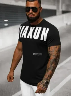 T-shirt męski czarny O/T1279/3^Ozonee Hot