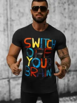 T-shirt męski czarny O/T125/3^Ozonee New