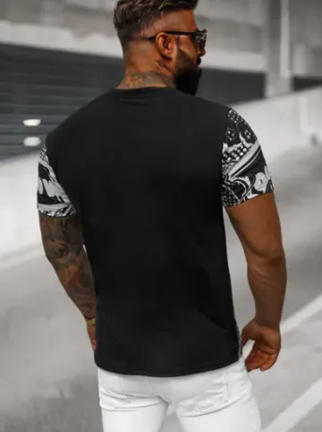 T-shirt męski czarny O/T137/3Z^Ozonee Clearance