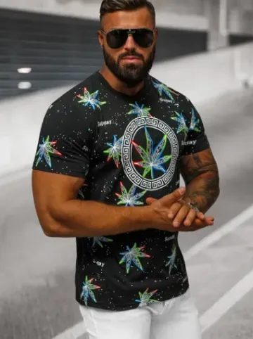T-shirt męski czarny O/T136/3Z^Ozonee Online