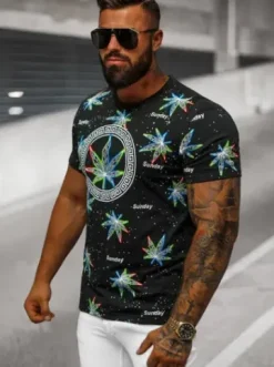 T-shirt męski czarny O/T136/3Z^Ozonee Online