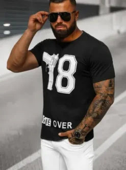 T-shirt męski czarny O/T123/3Z^Ozonee New