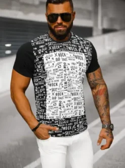 T-shirt męski czarny O/T122/3Z^Ozonee Online