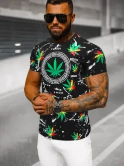 T-shirt męski czarny O/T131/3Z^Ozonee Fashion