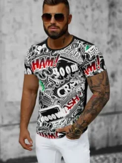 T-shirt męski czarny O/T137/3Z^Ozonee Hot