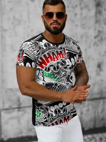 T-shirt męski czarny O/T137/3Z^Ozonee Hot