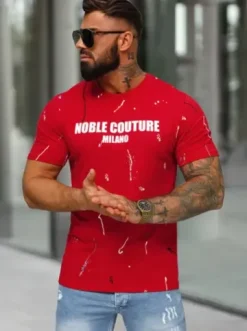 T-shirt męski czerwony O/MPO3443^Ozonee Hot
