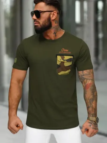 T-shirt męski khaki O/MPO3492^Ozonee Online