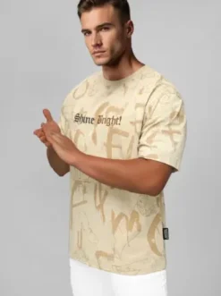 T-shirt męski loose fit beżowy O/YN2/621Z^Ozonee Discount