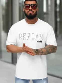 T-shirt męski loose fit biały O/QQ1185^Ozonee Best