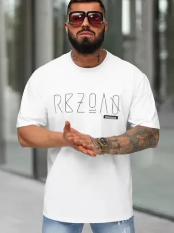 T-shirt męski loose fit biały O/QQ1185^Ozonee Best