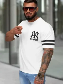 T-shirt męski loose fit biały JS/8B1372/1^Ozonee Sale