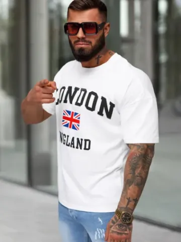 T-shirt męski loose fit biały JS/8B1373/1^Ozonee Discount