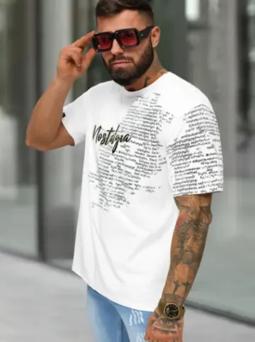 T-shirt męski loose fit biały O/YN2/631^Ozonee Clearance
