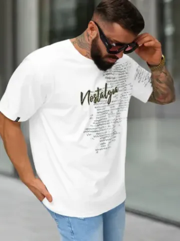 T-shirt męski loose fit biały O/YN2/631^Ozonee Clearance