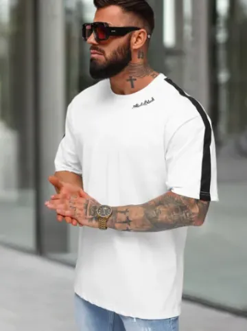 T-shirt męski loose fit biały O/QQ1195^Ozonee Clearance