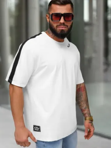 T-shirt męski loose fit biały O/QQ1195^Ozonee Clearance