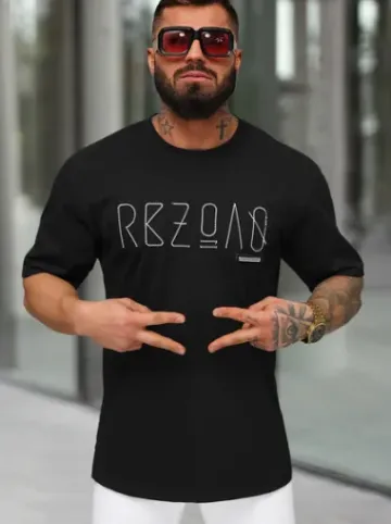 T-shirt męski loose fit czarny O/QQ1185^Ozonee Outlet