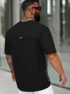 T-shirt męski loose fit czarny O/QQ1185^Ozonee Outlet